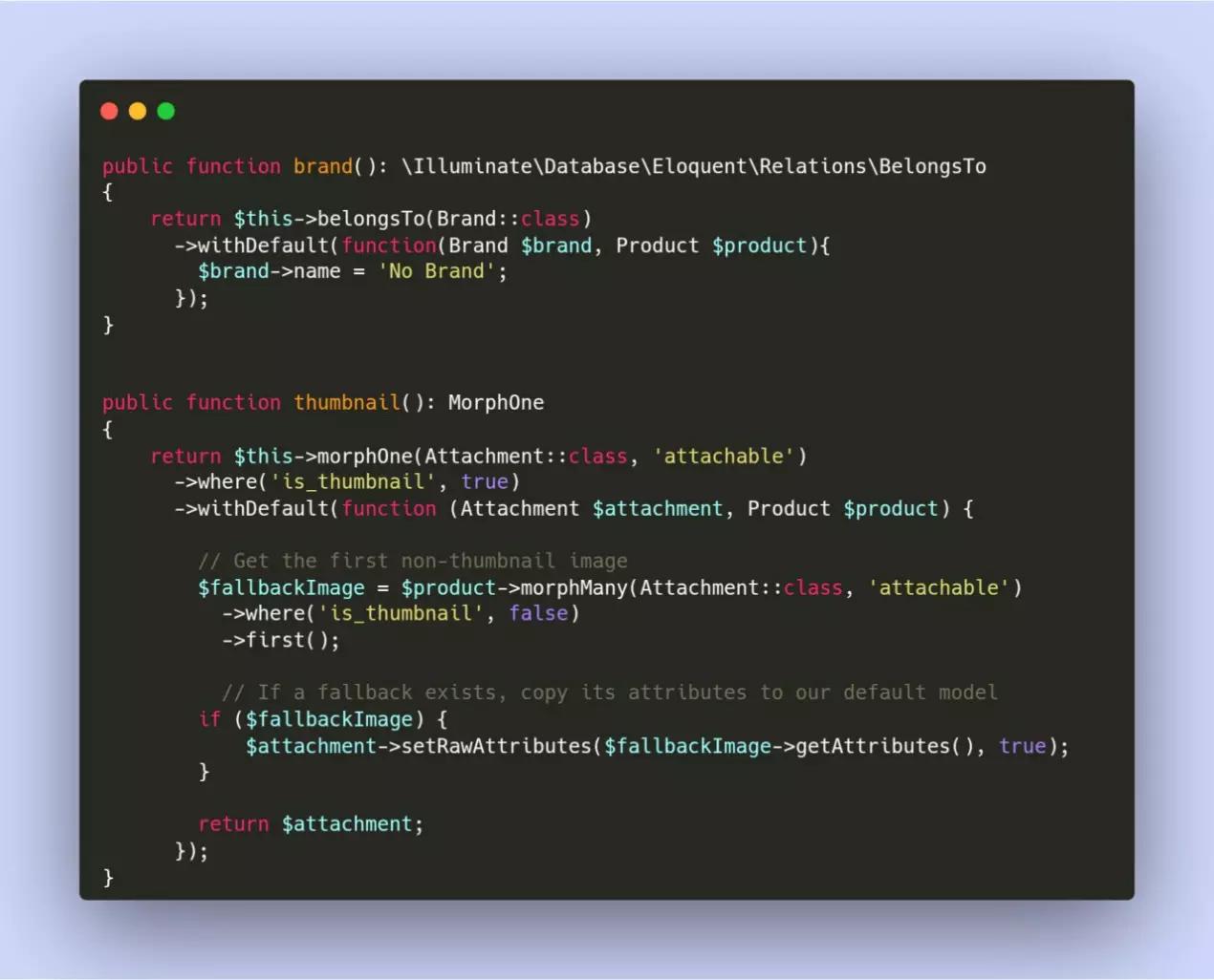 استفاده از متد withDefault در Eloquent برای حذف شرط‌های Null در ریلیشن‌ها