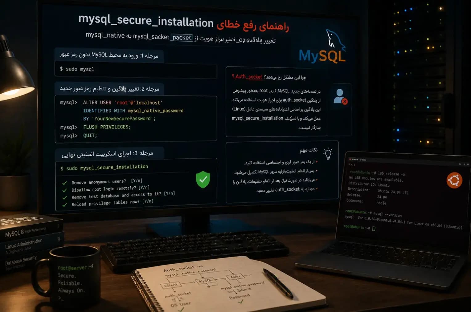 راهنمای رفع خطای mysql_secure_installation